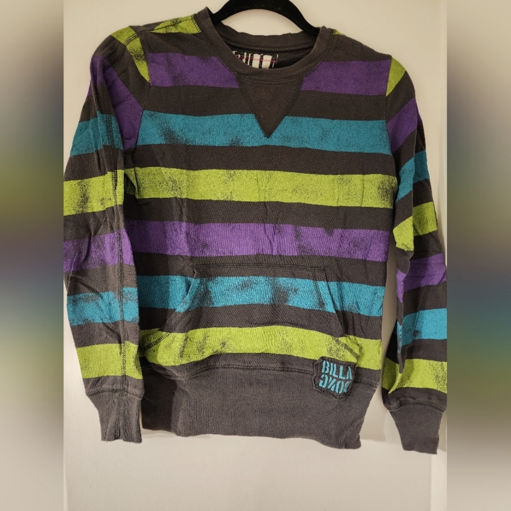 Billabong lightweight sweatshirt, XS, grey, purple, blue, lime, Vintage